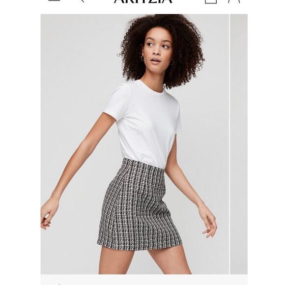 BABATON Aritzia Bryn Tweed Mini Skirt Sz 4 Black Espace - Picture 2 of 8